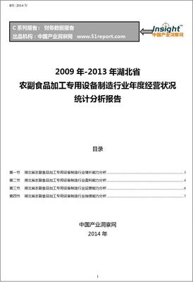 2009-2013年湖北省农副食品加工专用设备制造行业经营状况分析年报